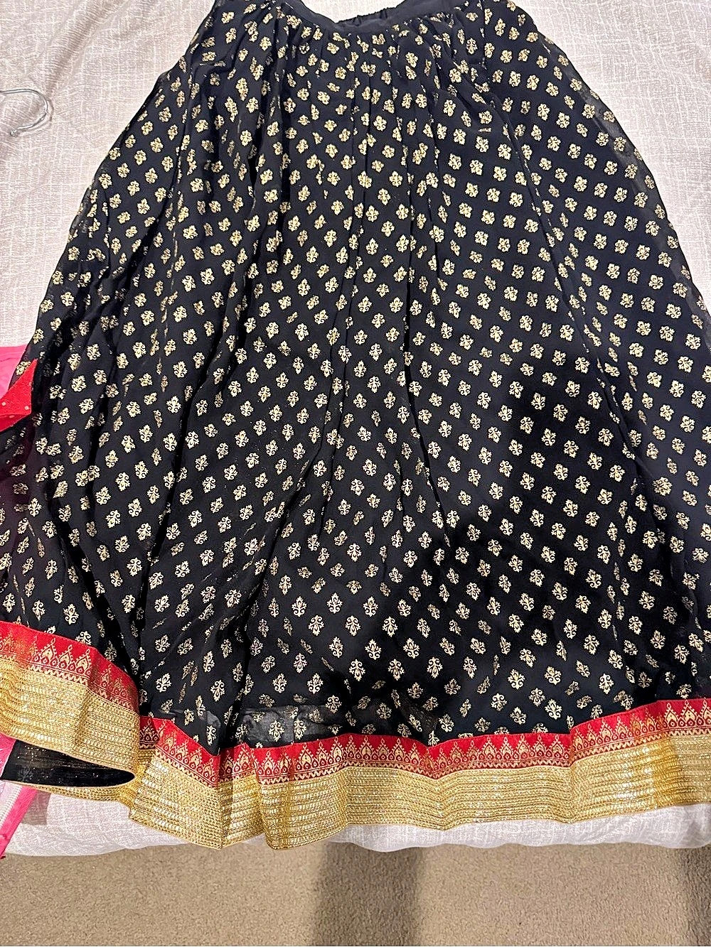Girls Black & Red Floral lehenga Set